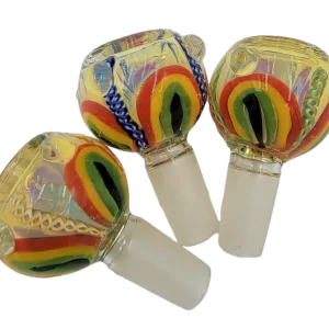 Glass on Glass | Fancy Rasta Flower Bowl | 14 Male   0104