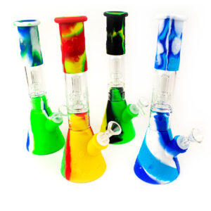 12 Silicone 2 in 1 Water Pipe w/ Glass Percolator
