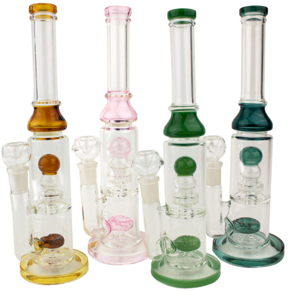 13 Cylinder Stack Double Shower Head Percolator Glass Water Pipe