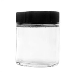 120mL 4oz. Clear Glass Child Resistant Jar with Black Cap