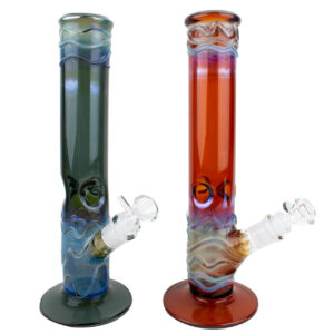 12 Chrome Fumed Colored Straight Tube w/ Ice Catcher - Glass Water Pipe