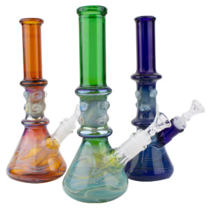 11 Colored Chrome Beaker - Glass Water Pipe