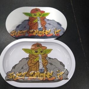 3D Mini Metal Rolling Tray- Baby Yoda Just Smoke It