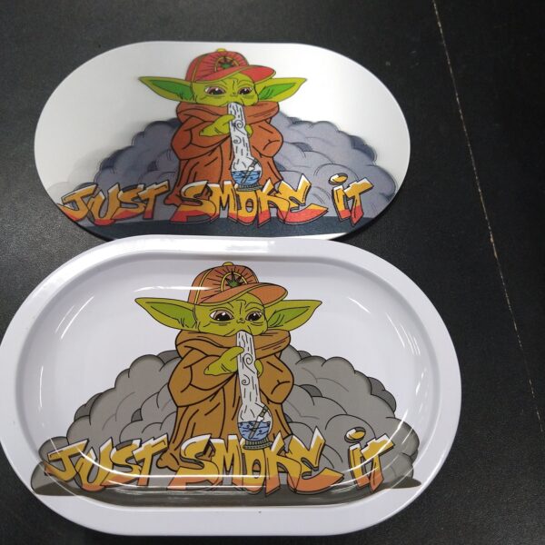 3D Mini Metal Rolling Tray- Baby Yoda Just Smoke It