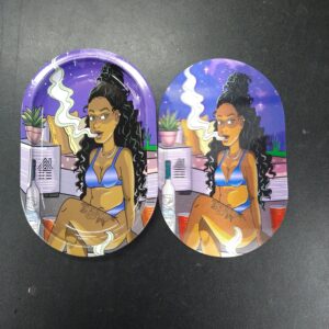 3D Mini Metal Rolling Tray- Sexy Girl Smoking