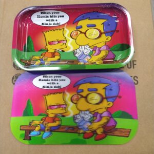 3D Medium Metal Rolling Tray - The Simpson's  When Your Homie Hits You With A Ninja Dab?
