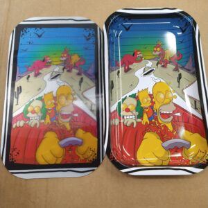 3D Medium Metal Rolling Tray - The Simpson's Homer, Bart & Clown Crazy Car Drive
