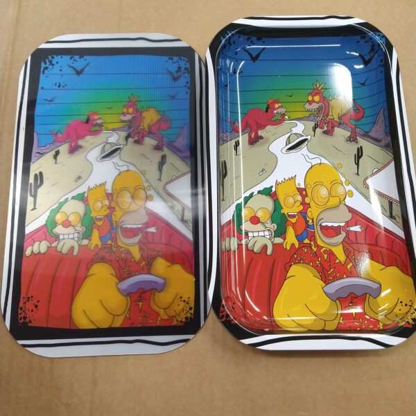 3D Medium Metal Rolling Tray - The Simpson's Homer, Bart & Clown Crazy Car Drive