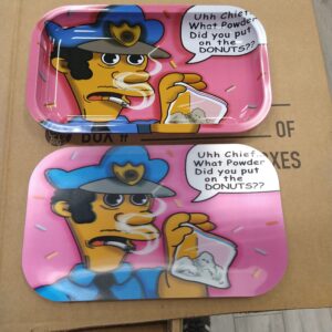 3D Medium Metal Rolling Tray - The Simpson's  Lou Uhh Chief... What Powder Did You Put On The Donuts?