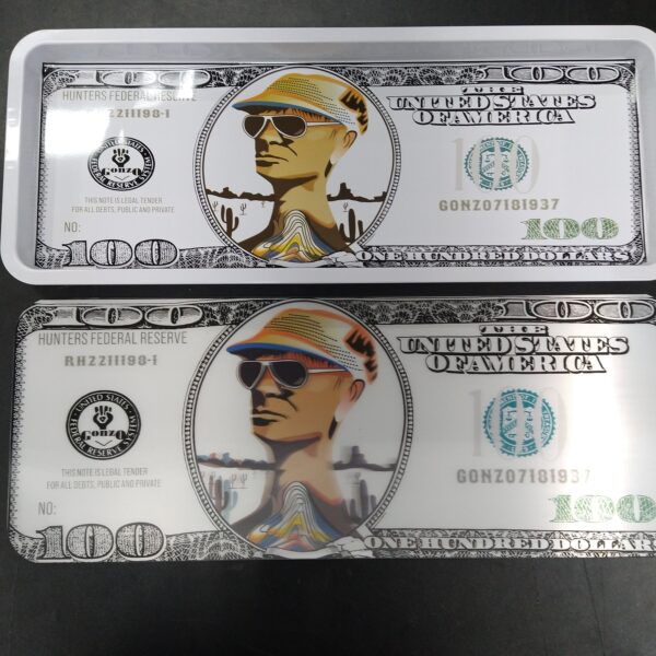 3D Large Metal Rolling Tray - 100 Dollar Bill Gonzo