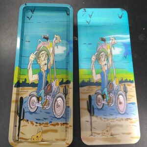 3D Large Metal Rolling Tray- Desert Biker