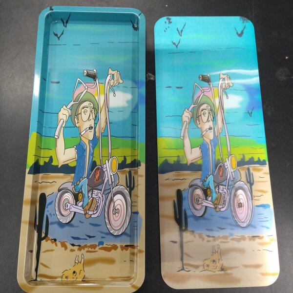 3D Large Metal Rolling Tray- Desert Biker
