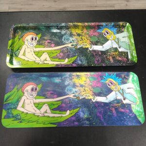 3D Large Metal Rolling Tray- Evil Rick and Morty Smoking