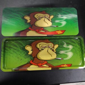 3D Large Metal Rolling Tray- Smoking Monkey