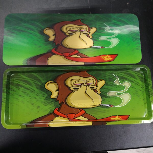 3D Large Metal Rolling Tray- Smoking Monkey