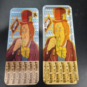 3D Large Metal Rolling Tray- Willy Wonka Golden Ticket