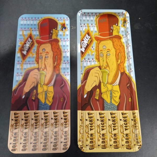 3D Large Metal Rolling Tray- Willy Wonka Golden Ticket