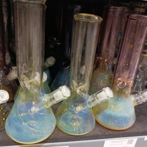12 Fumed Beaker Colored Glass Water Pipe