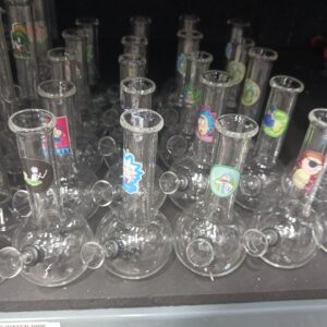 5 Mini Glass Water Pipe For Flower W/ Sticker