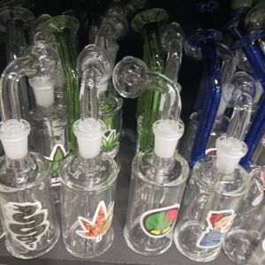 Cylinder G/G W/ Color Top & Sticker 14mm Thick 50mm Water Pipe Assorted Colors