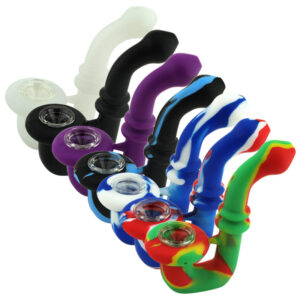 6 Sherlock Silicone Bubbler Hand Pipe with Glass Bowl