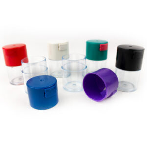 Acrylic Air Tight Mini Jar 60mL 2oz. - Colored Lid Clear Bottom