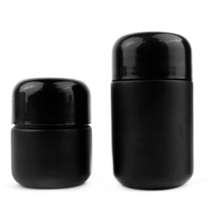 Child Resistant Black Glass Dome Flint Jar with Black Lid 2oz. and 4oz.