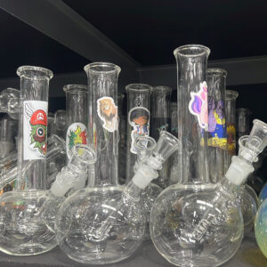 10mm Male Joint Flower Bowl w/ Attached downstem Ice Catcher Decal Water Pipe