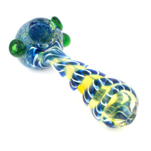 4.5 Fumed WigWag Frit 3 Ball Spoon Glass Hand Pipe - Assorted Colors