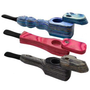 4 Colored Slide-Top Wooden Hand Pipe