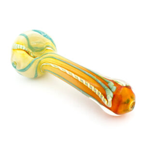 4 Fumed Yellow WigWag Spoon Glass Hand Pipe - Assorted Colors