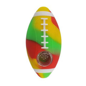 4 Silicone Football Hand Pipe With Glass Bowl Assorted Colors