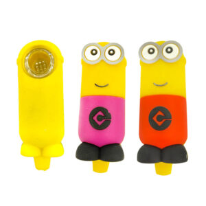 4 Silicone Minion Hand Pipe with Glass Bowl - Assorted Colors