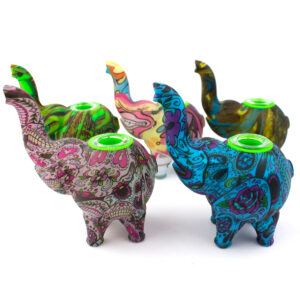 4 Pattern Print Elephant Silicone Hand Pipe