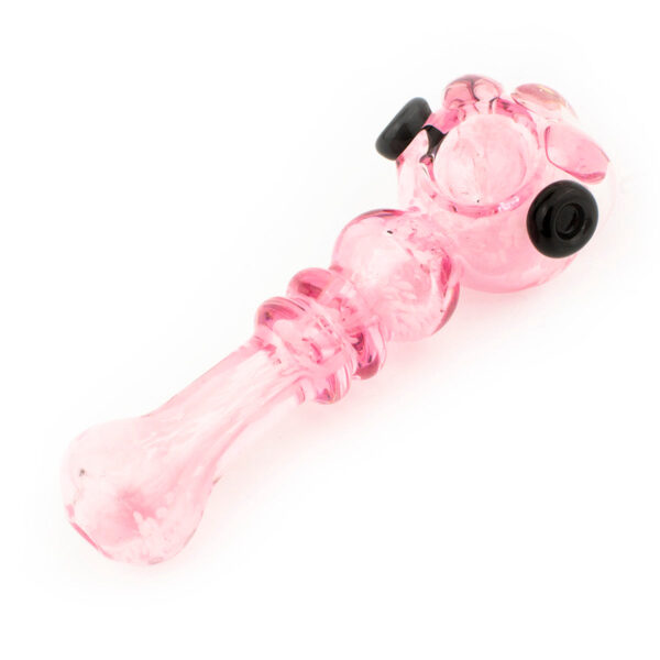 5.5 Pink 3 Drip Bowl White Spotted Glass Hand Pipe