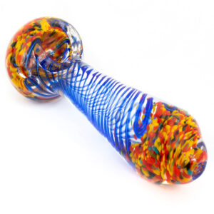 5 Frit Spiral Wigwag Glass Hand Pipe  Assorted Colors