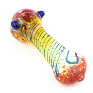 5 Fumed Spiral Wigwag Frit Flat Mouth Glass Hand Pipe - Assorted Colors
