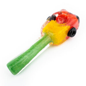 5 Frit Rasta Rectangle w/ Handle Glass Hand Pipe