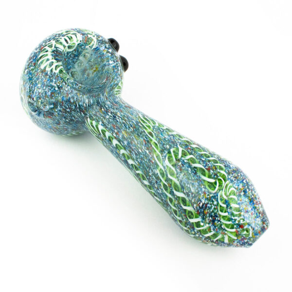 5 Thick Mixed Frit WigWag  Glass Spoon Hand Pipe