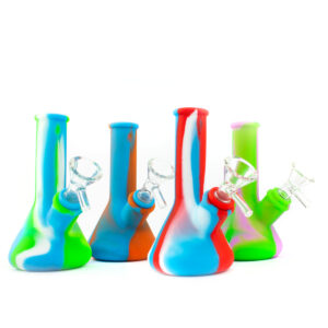 5 Mini Beaker Silicone Water Pipe with Glass Bowl