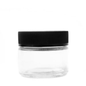 60mL 2oz. Clear Glass Child Resistant Jar Container with Black Cap