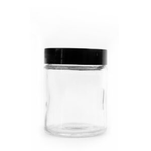120mL 4oz. Black Plastic Top Clear Glass Jar Container Child Proof