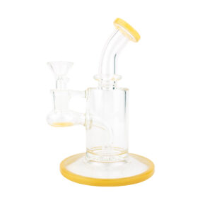 6 Mini bent Neck Clear w/ Color  - Glass Water Pipe