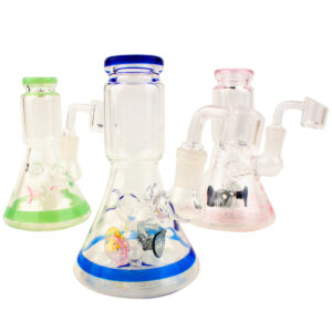 6 Beaker Stripe Cross Percolator - Glass Water Pipe Dab Rig