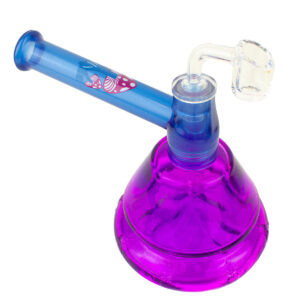 7 Colored Glass Beaker w/ Mushroom Printed on Plastic Mouth Piece - Water Pipe