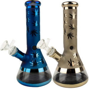 8.5 Chrome Leaf Beaker Ice Catcher Glass Water Pipe