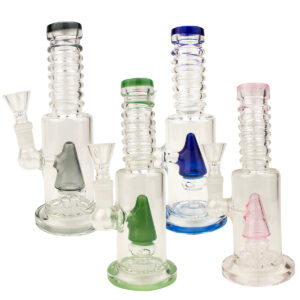 8 Cylinder Mini Ribbed Showerhead Perc Waterpipe