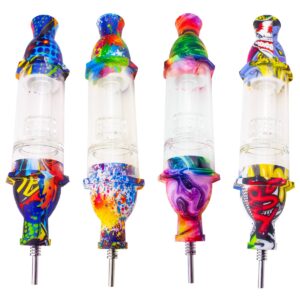8'' Decal Print Silicone Nectar Collector With Matrix Perc & 10mm Nail