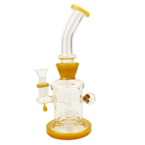 9 Orange Bent Neck Flower Implosion - Glass Water Pipe