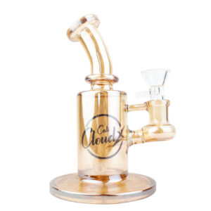 Cali Cloud X 6 Gold Chrome Straight Tube Bent Neck - Glass Water Pipe